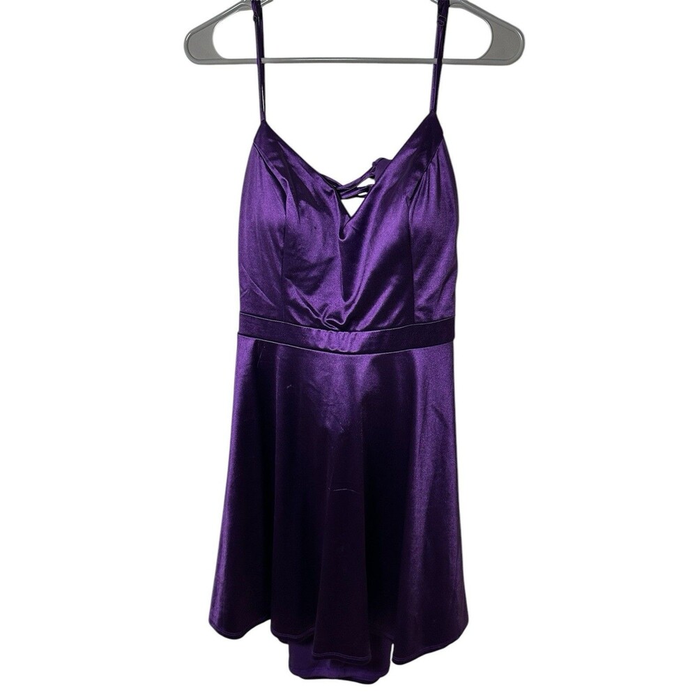 City vibe Purple Satin Homecoming Dress Some A-Line Flaws Noted On Photos Sz 16